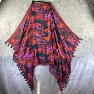 Rectangular Scarf Vibrant Abstract Pattern Red Teal Orange Pink Purple